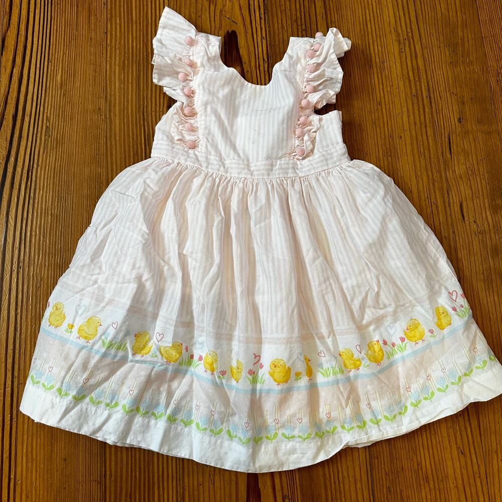Maggie & Zoe pink white striped chick spring‎ ruffle sleeveless dress SIZE 2T